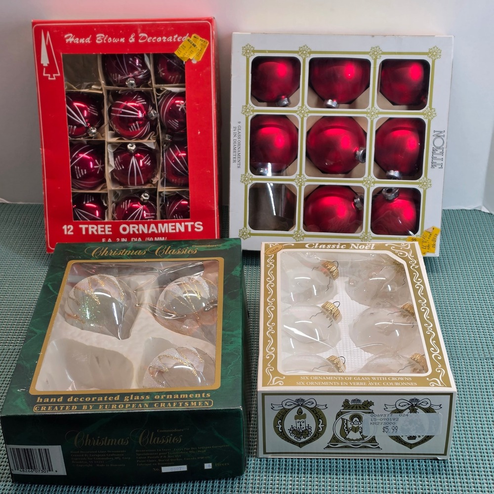 Lot of 28 Vintage Christmas Ornaments Decorations Traditional Holiday KMart Red